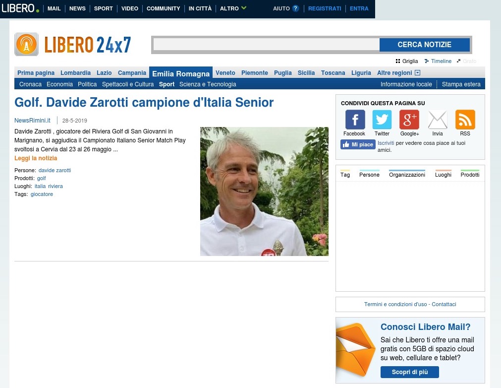 Golf. Davide Zarotti campione d'Italia Senior